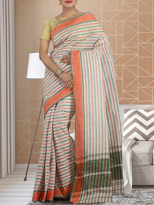 white cotton tant saree - 15232049 - Very Small Image - 1