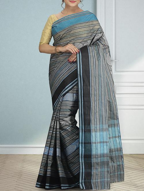 black cotton tant saree - 15232068 - Very Small Image - 1