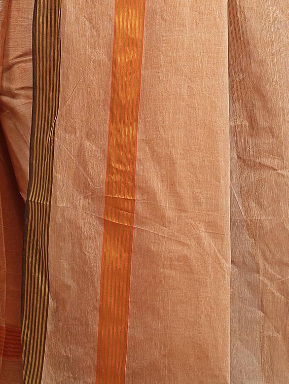 beige cotton tant saree - 15232082 - Zoom Image - 2