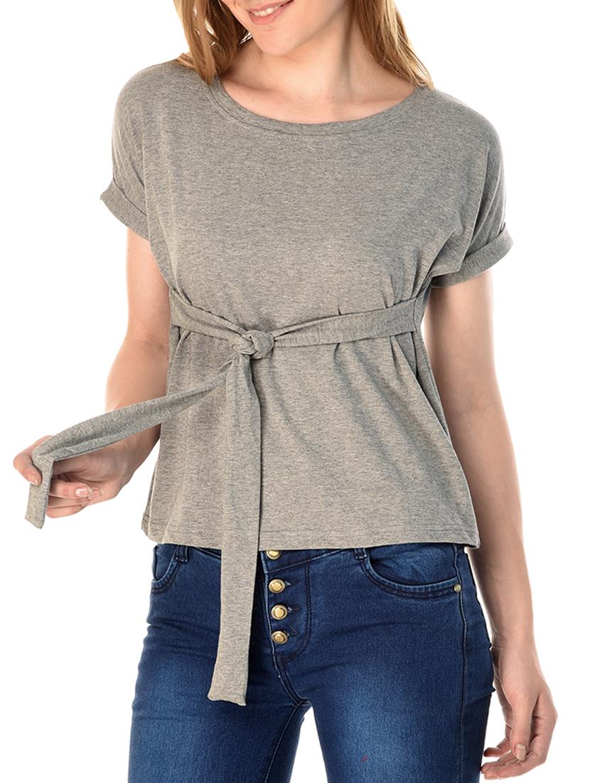 grey solid hosery top - 15233055 - Zoom Image - 2