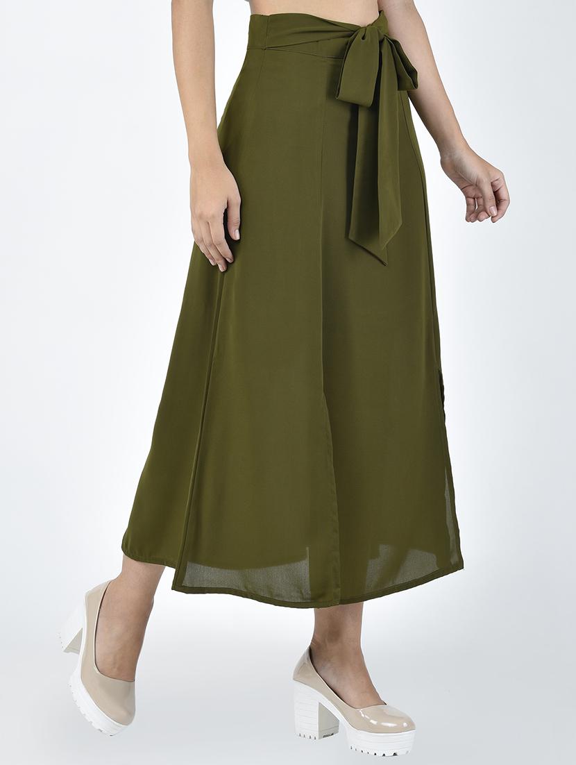 tie knot belted double slit skirt - 15233293 - Zoom Image - 2