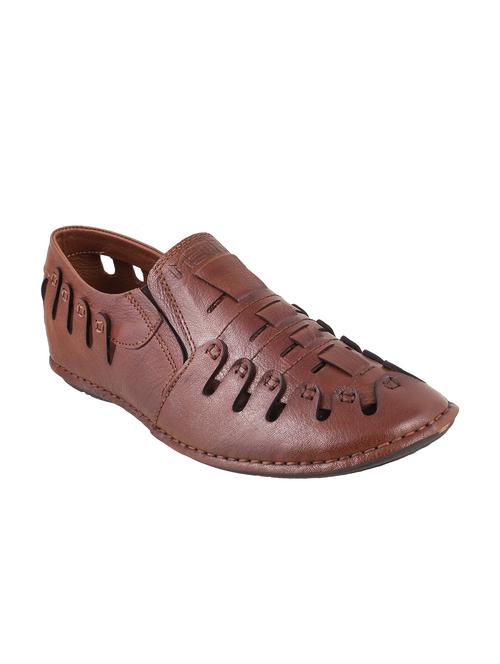 tan leather slip on sandal - 15233398 - Standard Image - 1