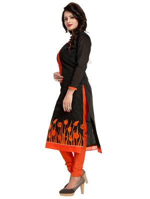 black embroidered unstitched churidaar suit - 15233841 - Standard Image - 2