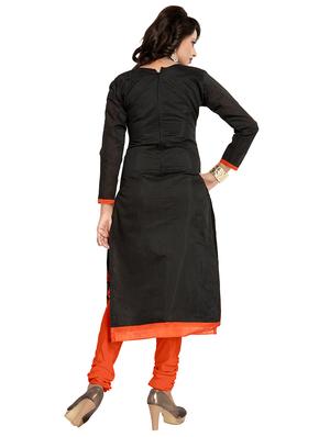 black embroidered unstitched churidaar suit - 15233841 - Standard Image - 3