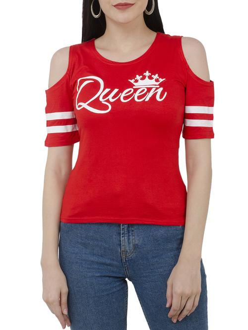 varsity striped cold shoulder tee - 15234243 - Standard Image - 1