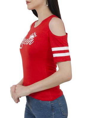 varsity striped cold shoulder tee - 15234243 - Standard Image - 2