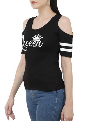varsity striped cold shoulder tee - 15234244 - Standard Image - 2