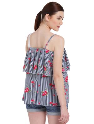 navy blue striped layered top - 15234288 - Standard Image - 3