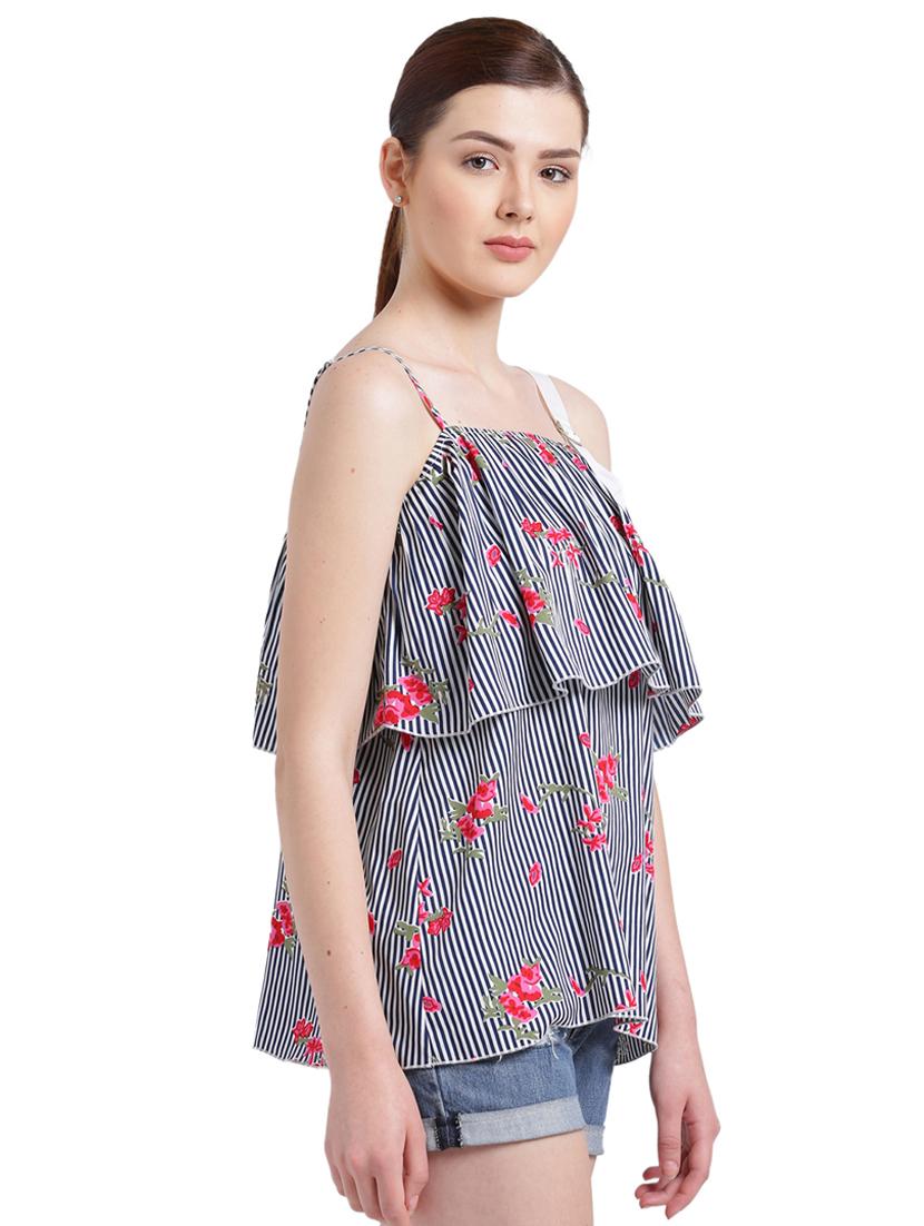 navy blue striped layered top - 15234288 - Zoom Image - 2