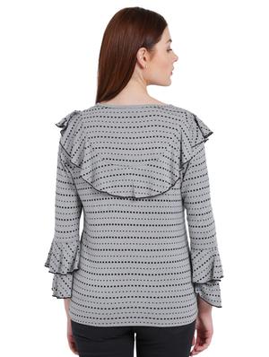 grey printed top - 15234294 - Standard Image - 3