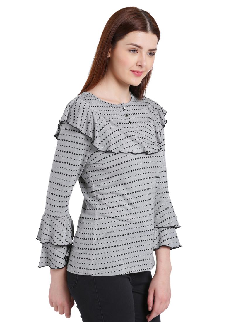 grey printed top - 15234294 - Zoom Image - 2