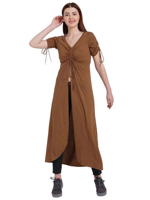 solid brown tunic - 15234298 - Standard Image - 1