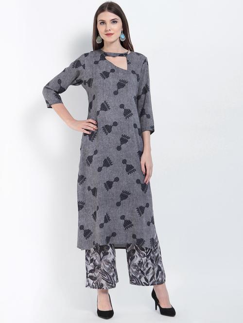 key hole straight kurta - 15234953 - Standard Image - 1