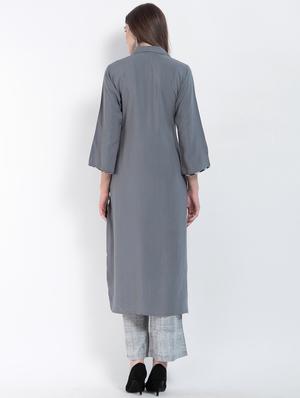 checkered high low kurta - 15234955 - Standard Image - 3