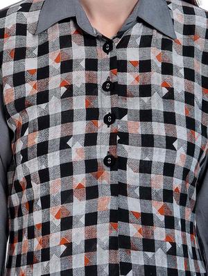 checkered high low kurta - 15234955 - Standard Image - 4