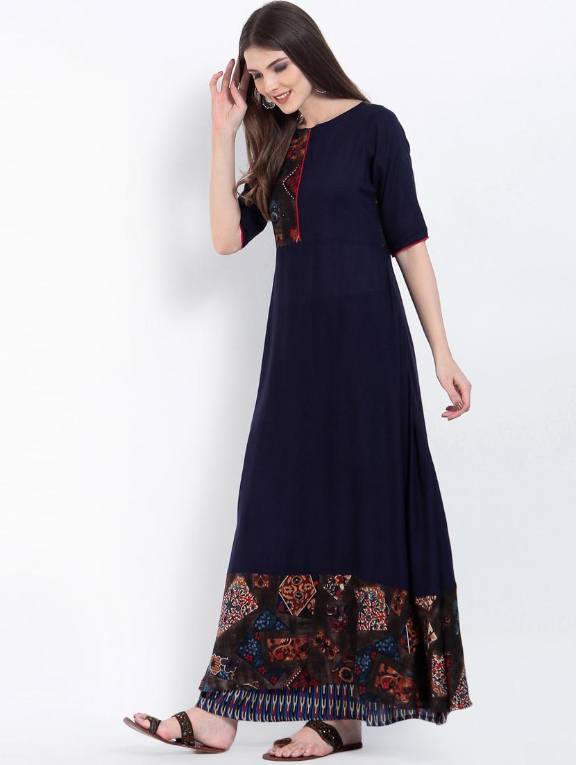 printed flared kurta - 15234961 - Zoom Image - 2