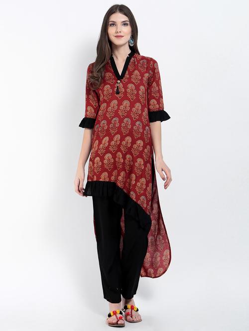 printed asymmetric kurta - 15234962 - Standard Image - 1