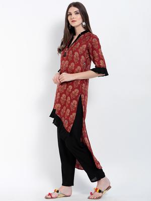 printed asymmetric kurta - 15234962 - Standard Image - 2