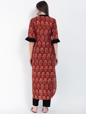 printed asymmetric kurta - 15234962 - Standard Image - 3