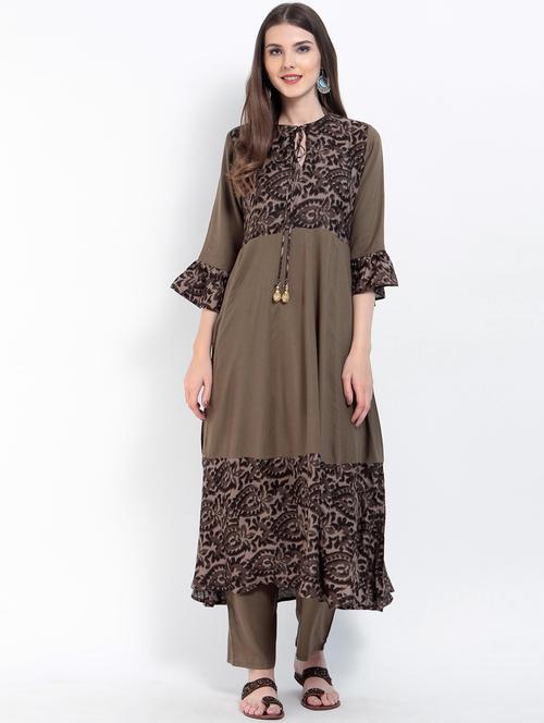 printed flared kurta - 15234970 - Standard Image - 1