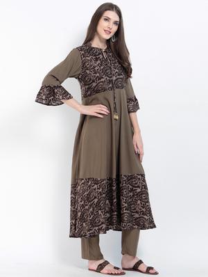 printed flared kurta - 15234970 - Standard Image - 2