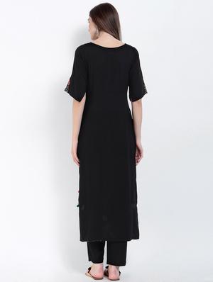 black viscose high low kurta - 15234976 - Standard Image - 3