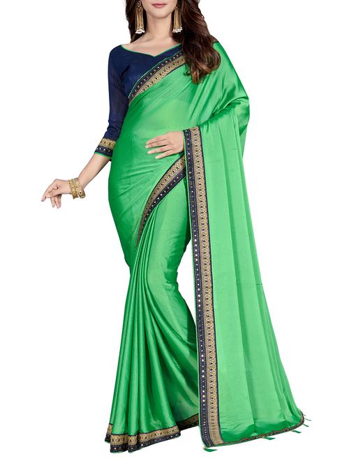 green silk bordered saree with blouse - 15235221 - Standard Image - 1