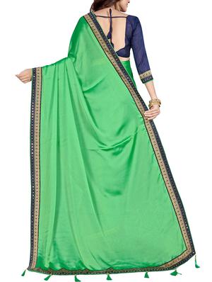 green silk bordered saree with blouse - 15235221 - Standard Image - 2