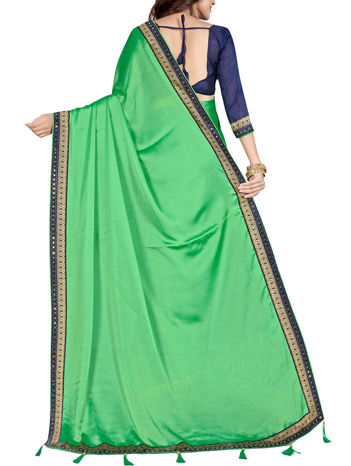 green silk bordered saree with blouse - 15235221 - Zoom Image - 2