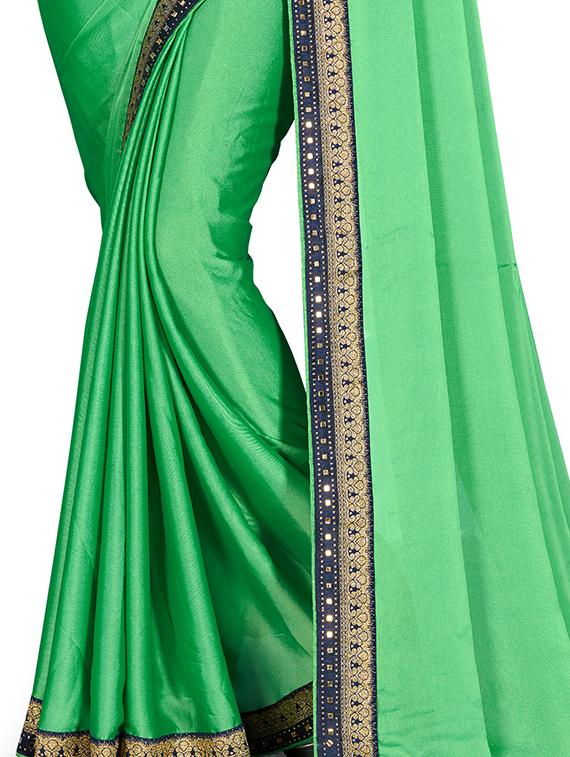 green silk bordered saree with blouse - 15235221 - Zoom Image - 3
