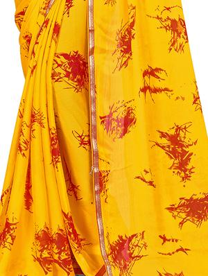 yellow silk printed saree with blouse - 15235227 - Standard Image - 3