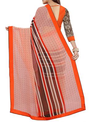 pink georgette half and half saree with blouse - 15235455 - Standard Image - 2