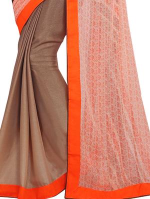 pink georgette half and half saree with blouse - 15235455 - Standard Image - 3