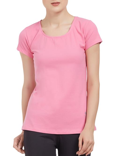 pink solid round neck top - 15235649 - Standard Image - 1