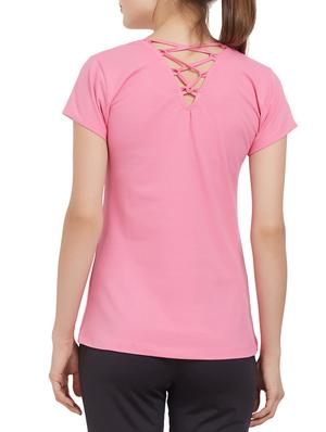 pink solid round neck top - 15235649 - Standard Image - 3