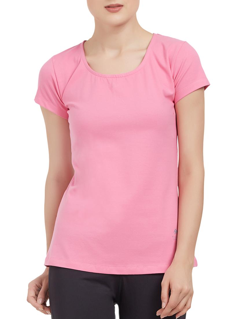 pink solid round neck top - 15235649 - Zoom Image - 1