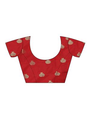 red art silk banarasi saree with blouse - 15235876 - Standard Image - 3