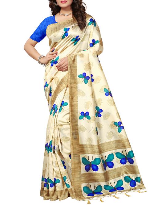 beige art silk maheshwari saree with blouse - 15235881 - Standard Image - 1