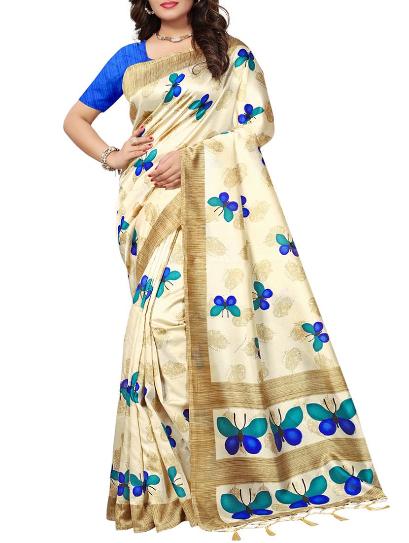 beige art silk maheshwari saree with blouse - 15235881 - Zoom Image - 1