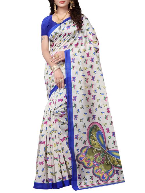 cream art silk printed saree with blouse - 15235901 - Very Small Image - 1