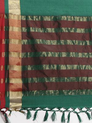 green cotton silk maheshwari saree with blouse - 15235946 - Standard Image - 4