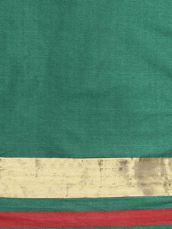 green cotton silk maheshwari saree with blouse - 15235946 - Zoom Image - 3