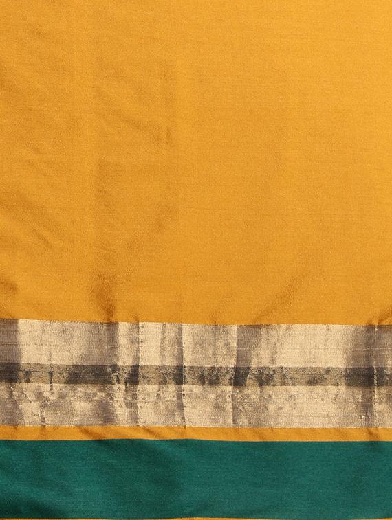 mustard cotton silk maheshwari saree with blouse - 15235950 - Zoom Image - 3