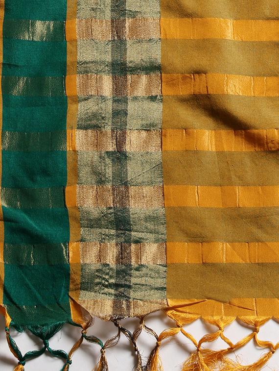 mustard cotton silk maheshwari saree with blouse - 15235950 - Zoom Image - 4
