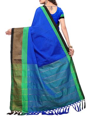 blue cotton silk maheshwari saree with blouse - 15235962 - Standard Image - 2