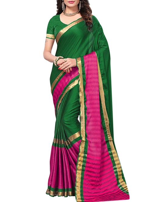 green cotton silk maheshwari saree with blouse - 15235969 - Very Small Image - 1