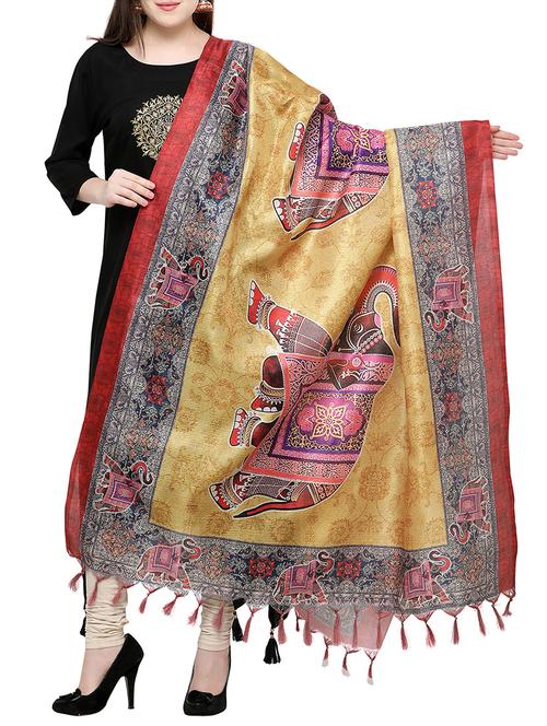 mustard khadi printed dupatta - 15236068 - Very Small Image - 1