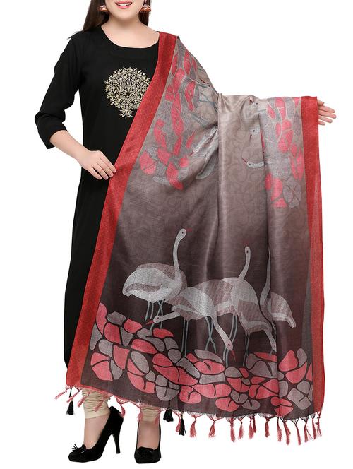 grey khadi printed dupatta - 15236071 - Standard Image - 1