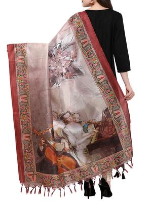 brown khadi printed dupatta - 15236073 - Standard Image - 2