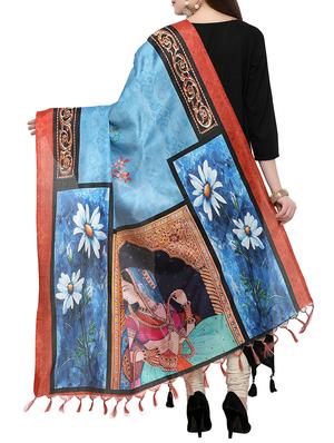 blue khadi printed dupatta - 15236080 - Standard Image - 2